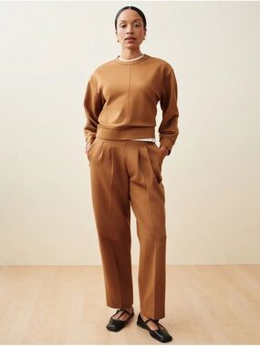 NWT SPANX Maplewood (Camel) Ponte pleated-Front Tailored Trousers